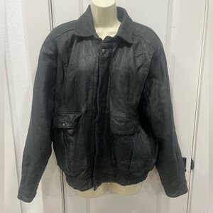 Black Leather Jacket bomber style size medium distressed